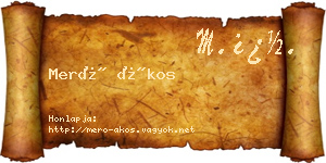 Merő Ákos névjegykártya